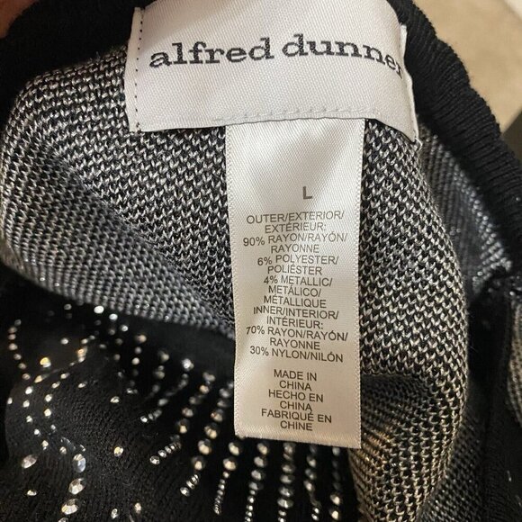 Alfred Dunner NWT Size Large Double Layer Sweater Silver Black Sparkle Metallic - Picture 3 of 5